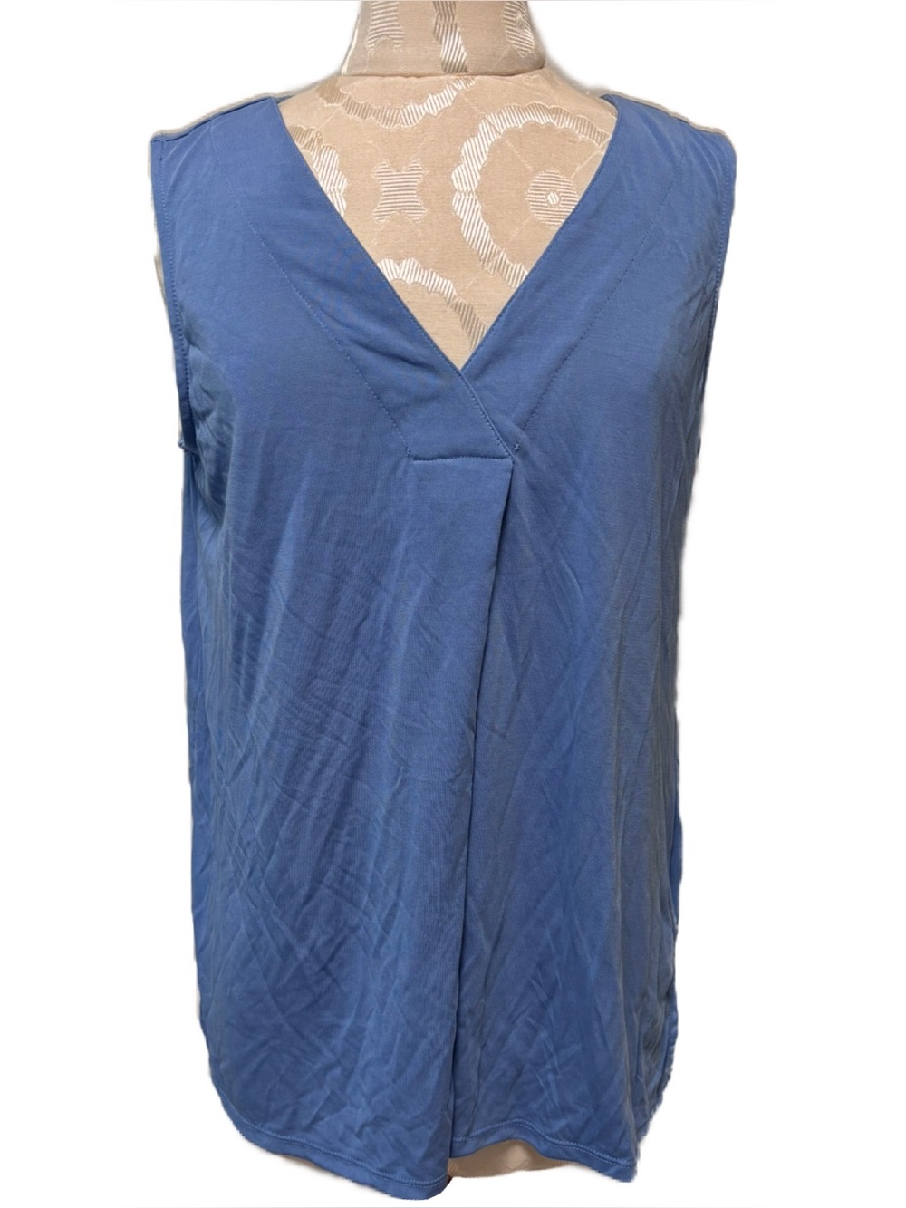 Tribal Pleated Sleeveless Modal Top Blue Size Small